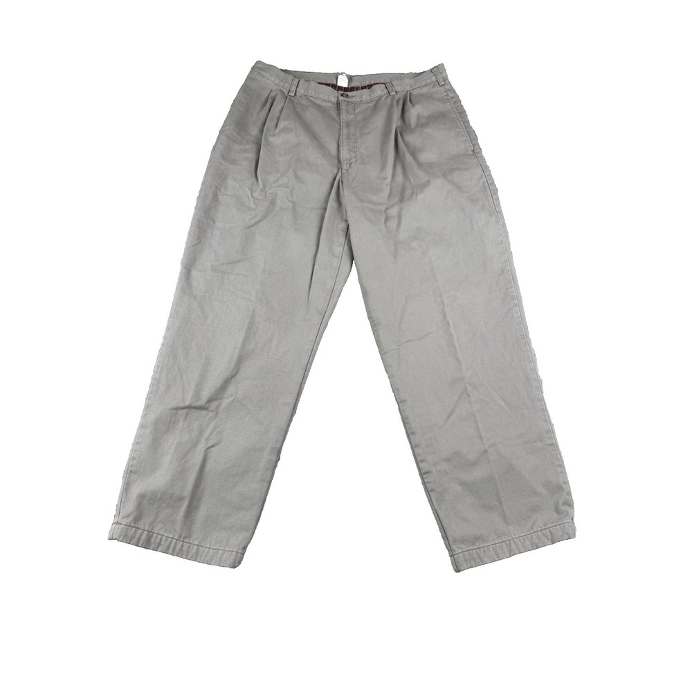 L.L.Bean Pants Mens Fit 36x31 Gray Natural Fit Chinos Flannel Lined Preppy